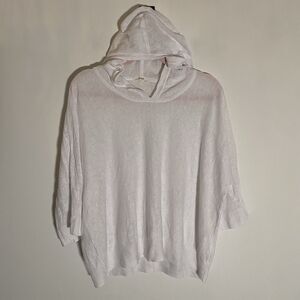Eileen Fisher Organic Linen Minimalist Neutral White Cropped‎ Oversized Hoodie S